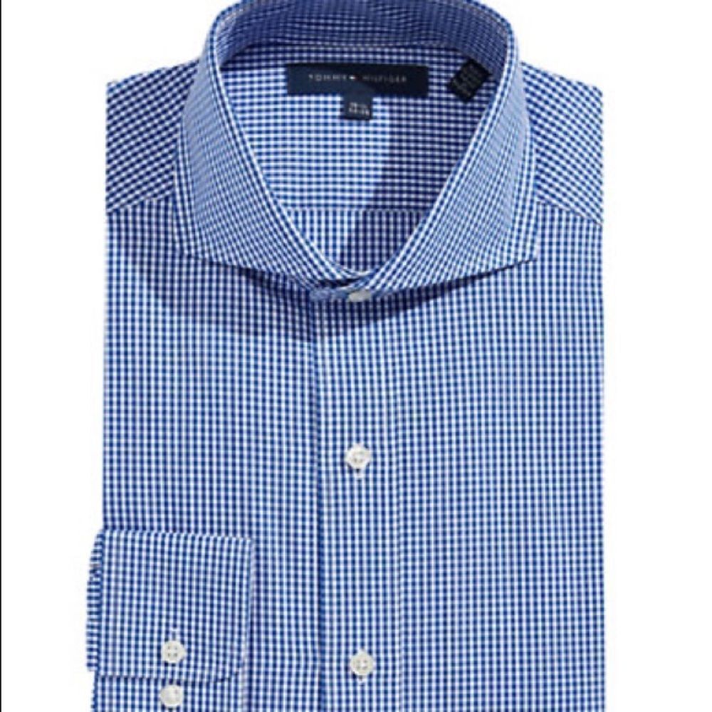 Tommy Hilfiger Micro Gingham Dress Shirt-ROYAL BLUE-15.5-34/35